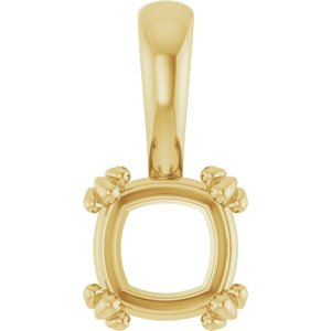 14K Yellow Gold 6.5x6.5 mm Cushion Pendant Mounting – image 2