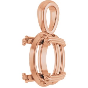 18K Rose Gold 14x10 mm Oval Pendant Mounting – image 4