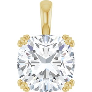 18K Yellow Gold 12x12 mm Cushion Pendant Mounting
