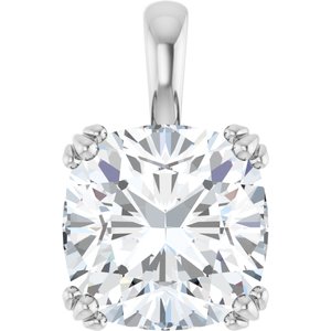 Sterling Silver 12x12 mm Cushion Pendant Mounting