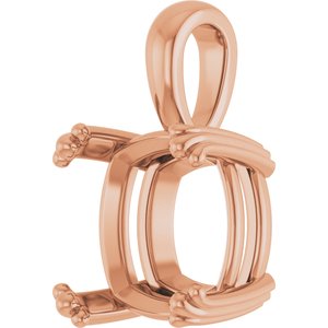 10K Rose Gold 12x12 mm Cushion Pendant Mounting – image 4
