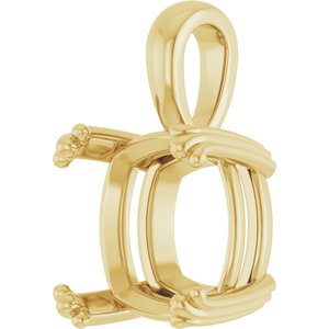 18K Yellow Gold 12x12 mm Cushion Pendant Mounting – image 4