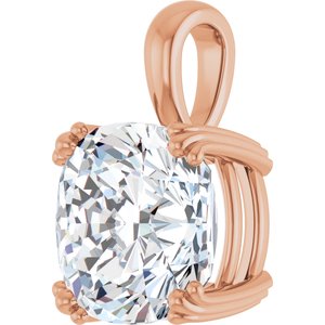 18K Rose Gold 12x12 mm Cushion Pendant Mounting – image 3