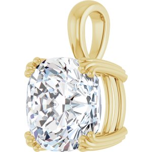 18K Yellow Gold 12x12 mm Cushion Pendant Mounting – image 3