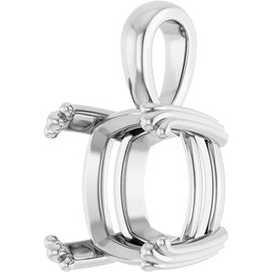 Sterling Silver 12x12 mm Cushion Pendant Mounting – image 4