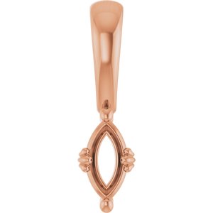 14K Rose Gold 6x3 mm Marquise Pendant Mounting – image 2