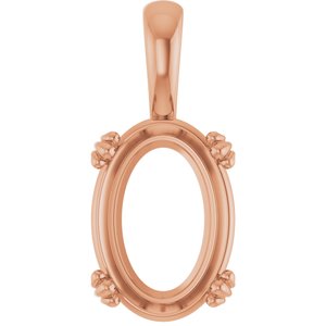 10K Rose Gold 14x10 mm Oval Pendant Mounting – image 2