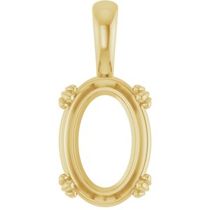 14K Yellow Gold 14x10 mm Oval Pendant Mounting – image 2
