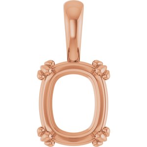 10K Rose Gold 11x9 mm Elongated Cushion Pendant Mounting – image 2
