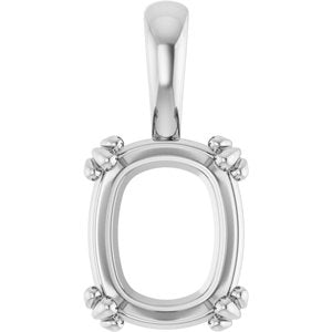 Continuum Sterling Silver 11x9 mm Elongated Cushion Pendant Mounting – image 2