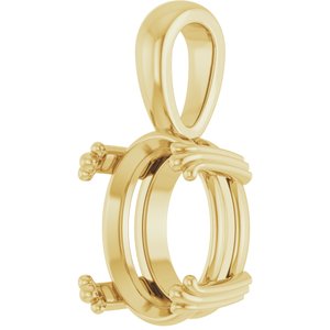 14K Yellow Gold 12x10 mm Oval Pendant Mounting – image 4