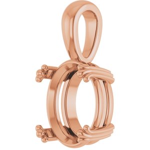 14K Rose Gold 12x10 mm Oval Pendant Mounting – image 4