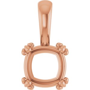 10K Rose Gold 7.5x7.5 mm Cushion Pendant Mounting – image 2