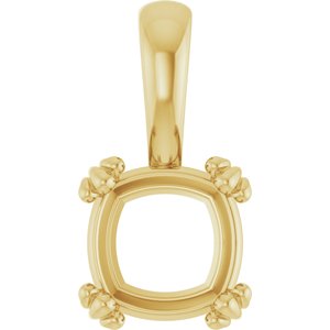 18K Yellow Gold 7.5x7.5 mm Cushion Pendant Mounting – image 2