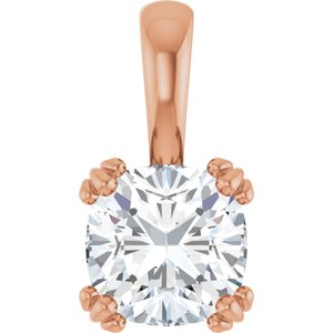 10K Rose Gold 7.5x7.5 mm Cushion Pendant Mounting
