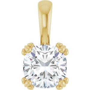 10K Yellow Gold 7.5x7.5 mm Cushion Pendant Mounting
