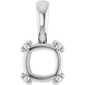 Continuum Sterling Silver 7.5x7.5 mm Cushion Pendant Mounting – image 2