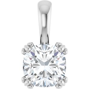 10K White Gold 7.5x7.5 mm Cushion Pendant Mounting