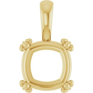 18K Yellow Gold 10x10 mm Cushion Pendant Mounting – image 2