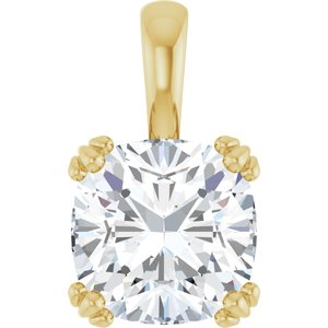 18K Yellow Gold 10x10 mm Cushion Pendant Mounting