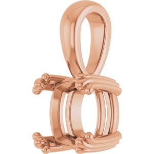 10K Rose Gold 7.5x7.5 mm Cushion Pendant Mounting – image 4