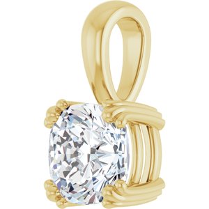 10K Yellow Gold 7.5x7.5 mm Cushion Pendant Mounting – image 3