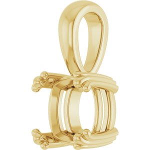 10K Yellow Gold 7.5x7.5 mm Cushion Pendant Mounting – image 4