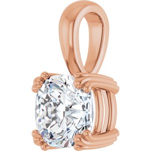 18K Rose Gold 7.5x7.5 mm Cushion Pendant Mounting – image 3