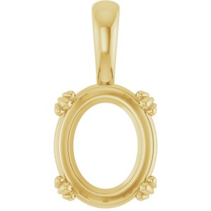 14K Yellow Gold 12x10 mm Oval Pendant Mounting – image 2