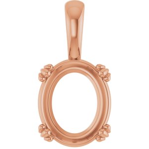14K Rose Gold 12x10 mm Oval Pendant Mounting – image 2