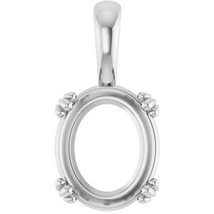 18K White Gold 12x10 mm Oval Pendant Mounting – image 2