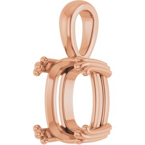10K Rose Gold 12x10 mm Elongated Cushion Pendant Mounting – image 4