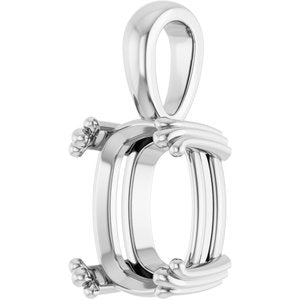 Platinum 12x10 mm Elongated Cushion Pendant Mounting – image 4