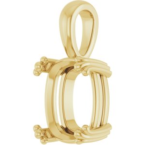 14K Yellow Gold 12x10 mm Elongated Cushion Pendant Mounting – image 4