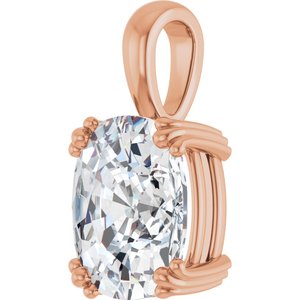 14K Rose Gold 12x10 mm Elongated Cushion Pendant Mounting – image 3