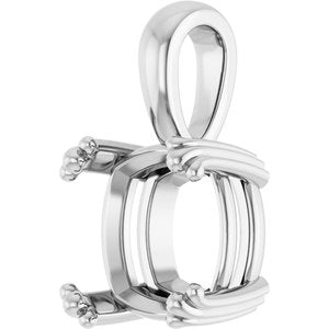 18K White Gold 10x10 mm Cushion Pendant Mounting – image 4
