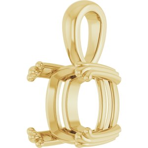 14K Yellow Gold 10x10 mm Cushion Pendant Mounting – image 4