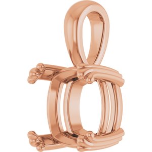 14K Rose Gold 10x10 mm Cushion Pendant Mounting – image 4