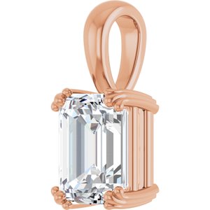 10K Rose Gold 9x7 mm Emerald Pendant Mounting – image 3