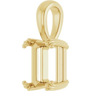 18K Yellow Gold 9x7 mm Emerald Pendant Mounting – image 4