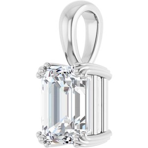 18K White Gold 9x7 mm Emerald Pendant Mounting – image 3