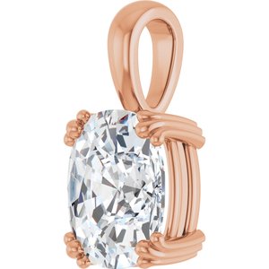 18K Rose Gold 11x9 mm Elongated Cushion Pendant Mounting – image 3