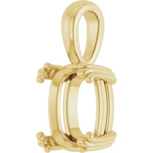 18K Yellow Gold 11x9 mm Elongated Cushion Pendant Mounting – image 4