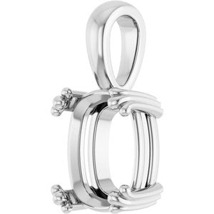 18K White Gold 11x9 mm Elongated Cushion Pendant Mounting – image 4