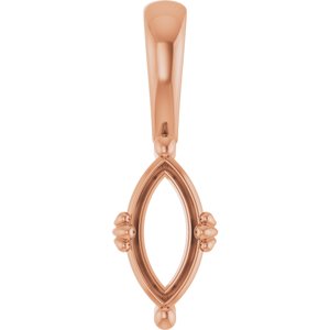 14K Rose Gold 9x4.5 mm Marquise Pendant Mounting – image 2