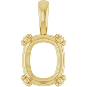 14K Yellow Gold 12x10 mm Elongated Cushion Pendant Mounting – image 2