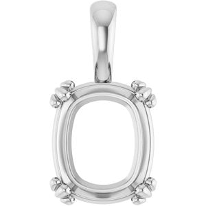 10K White Gold 12x10 mm Elongated Cushion Pendant Mounting – image 2