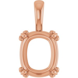 18K Rose Gold 12x10 mm Elongated Cushion Pendant Mounting – image 2