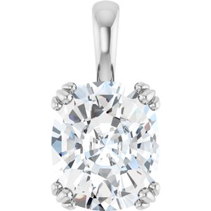 14K X1 White Gold 12x10 mm Elongated Cushion Pendant Mounting