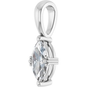 14K White Gold 9x4.5 mm Marquise Pendant Mounting – image 3